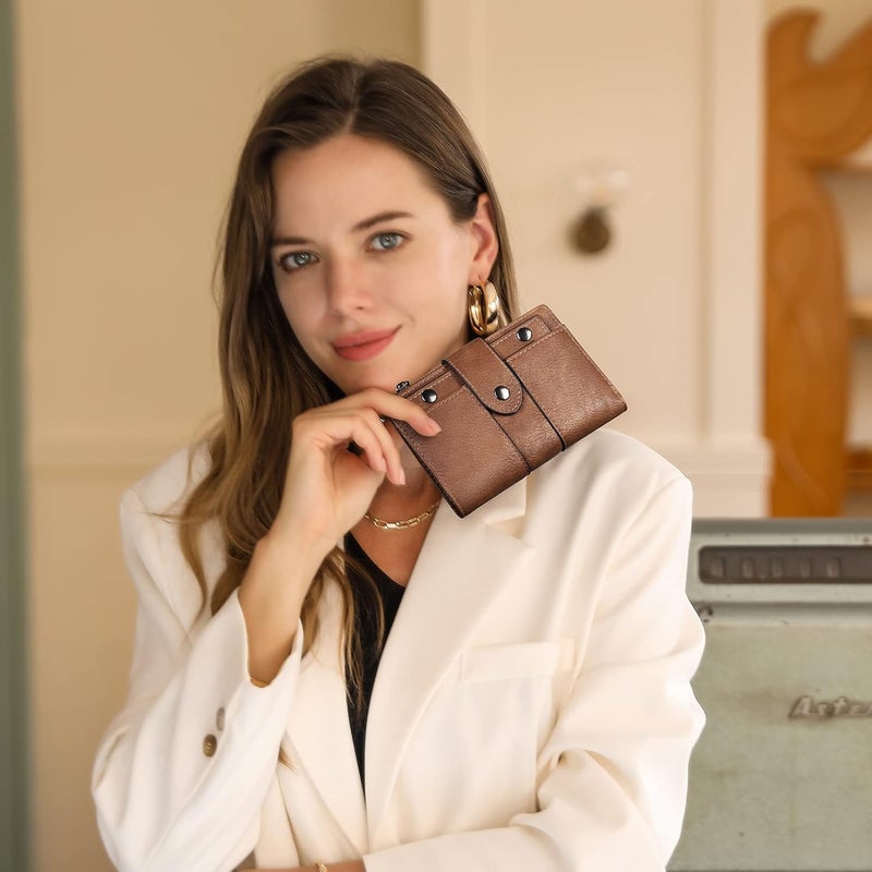 CLUCI Small Wallet for Women Leather Slim Womens Wallet Bifold Multi Card Holder Organizer Designer with Removable ID Window - Image 2